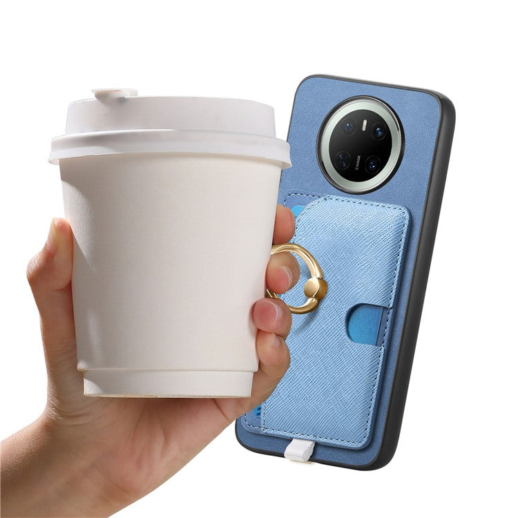 For Huawei Mate 70 Case Ring Kickstand Leather + TPU + PC Phone Cover Detachable Card Holde - TechGearPal