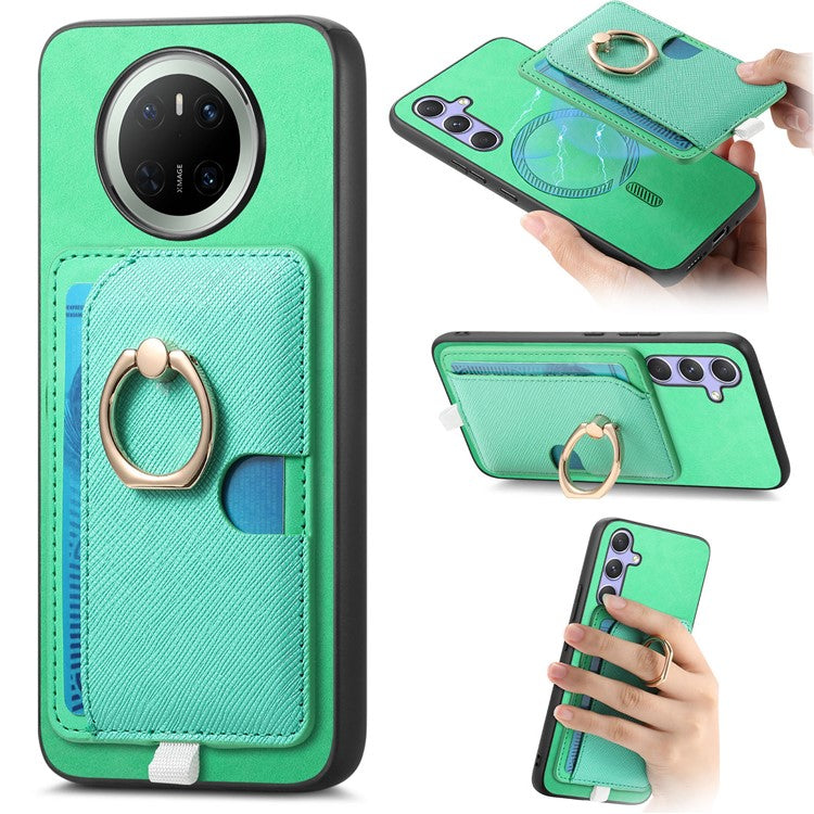 For Huawei Mate 70 Case Ring Kickstand Leather + TPU + PC Phone Cover Detachable Card Holde - TechGearPal