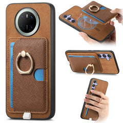 For Huawei Mate 70 Case Ring Kickstand Leather + TPU + PC Phone Cover Detachable Card Holde - TechGearPal