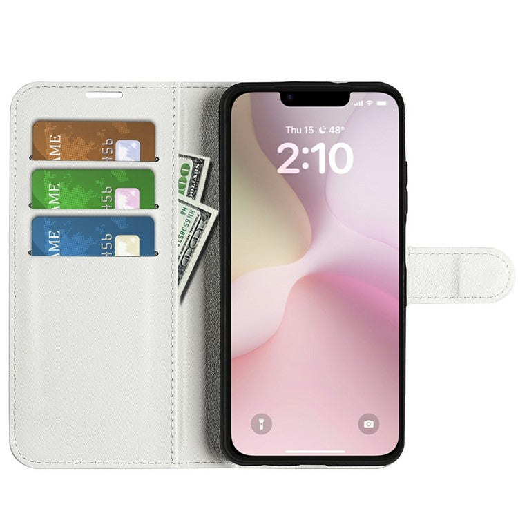 For iPhone 16e Case Litchi Texture Shockproof Leather Wallet Phone Cover - TechGearPal