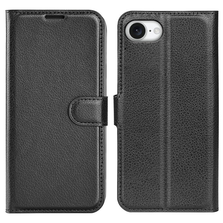 For iPhone 16e Case Litchi Texture Shockproof Leather Wallet Phone Cover - TechGearPal