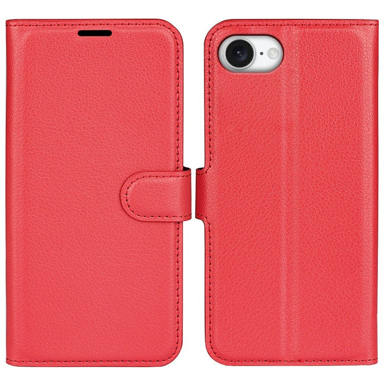 For iPhone 16e Case Litchi Texture Shockproof Leather Wallet Phone Cover - TechGearPal