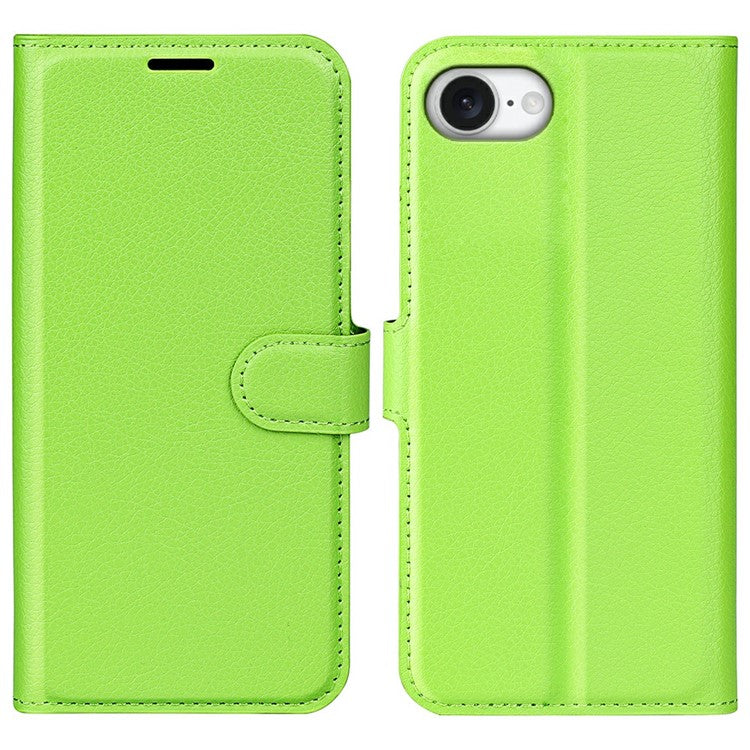 For iPhone 16e Case Litchi Texture Shockproof Leather Wallet Phone Cover - TechGearPal