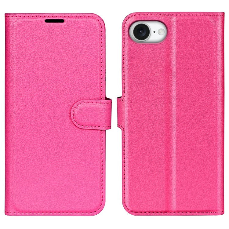 For iPhone 16e Case Litchi Texture Shockproof Leather Wallet Phone Cover - TechGearPal