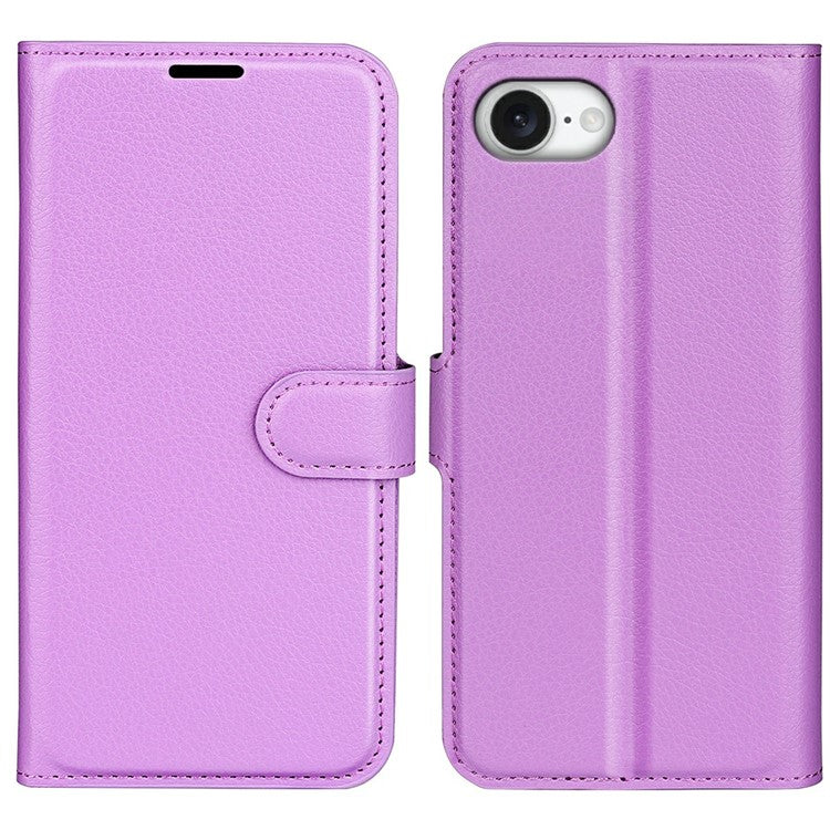For iPhone 16e Case Litchi Texture Shockproof Leather Wallet Phone Cover - TechGearPal