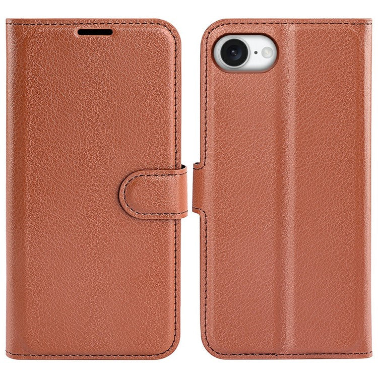 For iPhone 16e Case Litchi Texture Shockproof Leather Wallet Phone Cover - TechGearPal