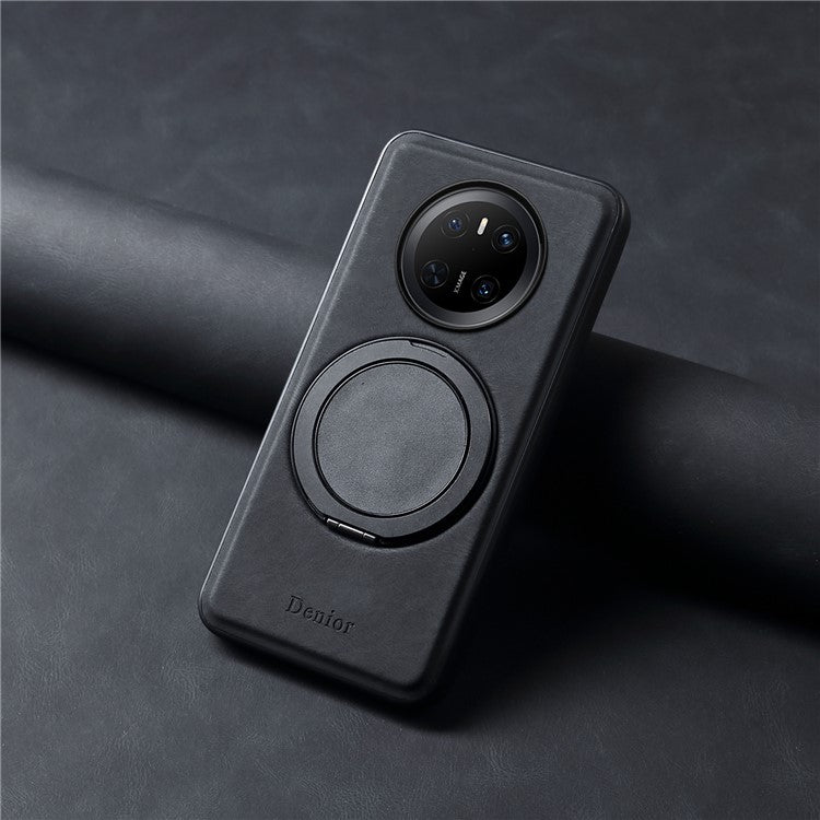DENIOR A14 For Huawei Mate 70 Magnetic Case Rotary Kickstand Leather PC TPU Phone Cove - TechGearPal
