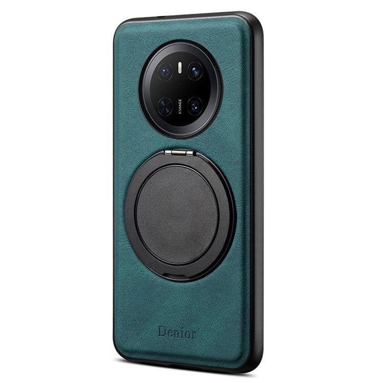 DENIOR A14 For Huawei Mate 70 Magnetic Case Rotary Kickstand Leather PC TPU Phone Cove - TechGearPal