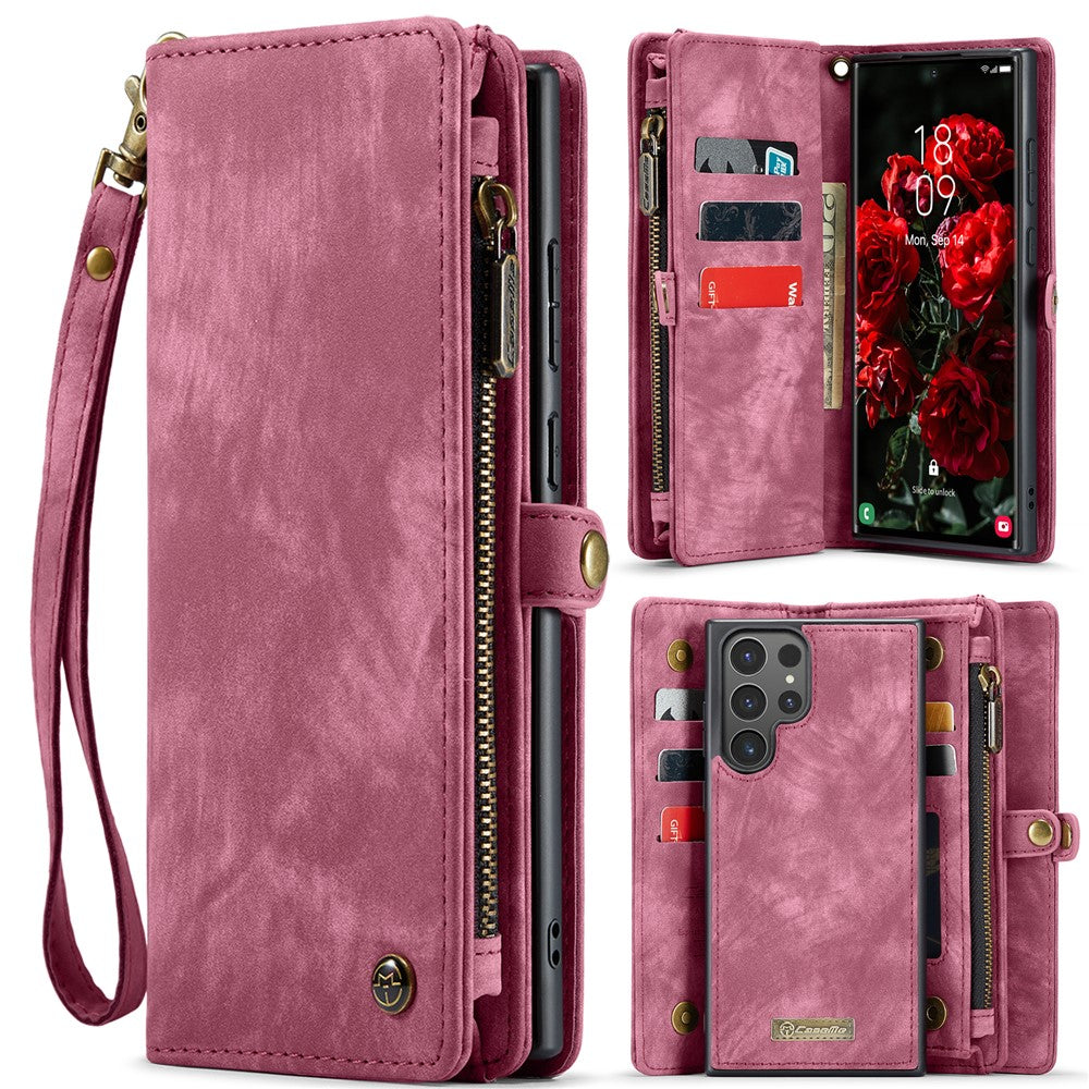 For Samsung Galaxy S25 Ultra Phone Cases CASEME Leather Cover with Detachable Wallet and Strap