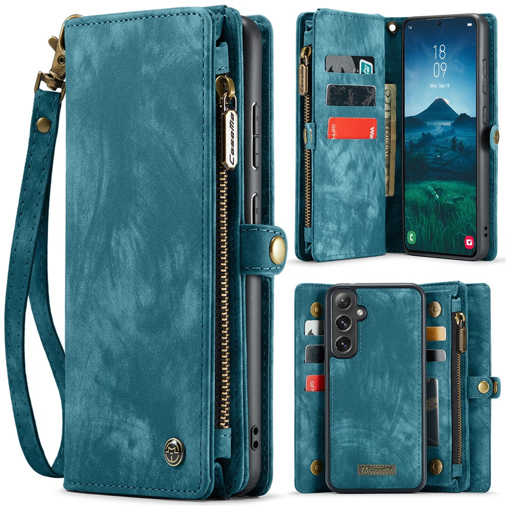 For Samsung Galaxy S25 Phone Cases CASEME 008 Leather Cover with Detachable Wallet and Strap - TechGearPal