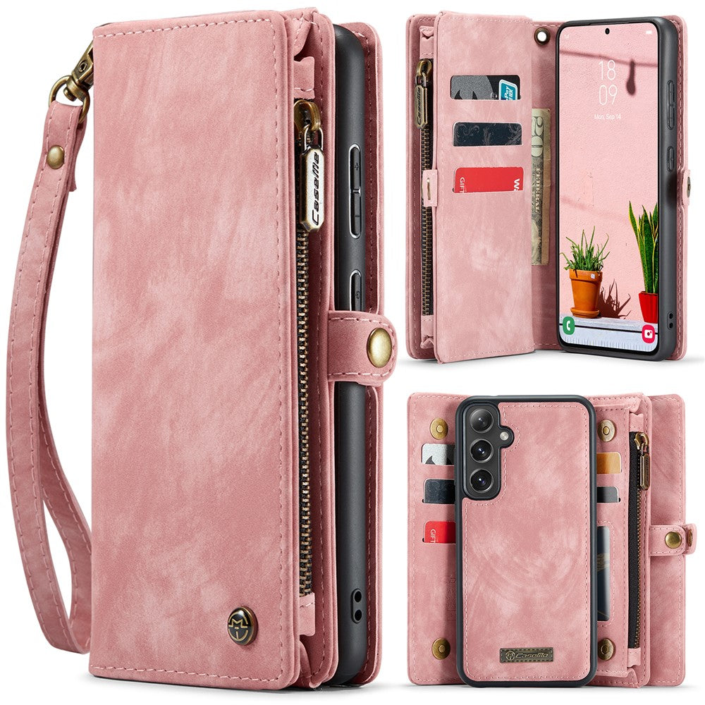 For Samsung Galaxy S25 Phone Cases CASEME Leather Cover with Detachable Wallet and Strap