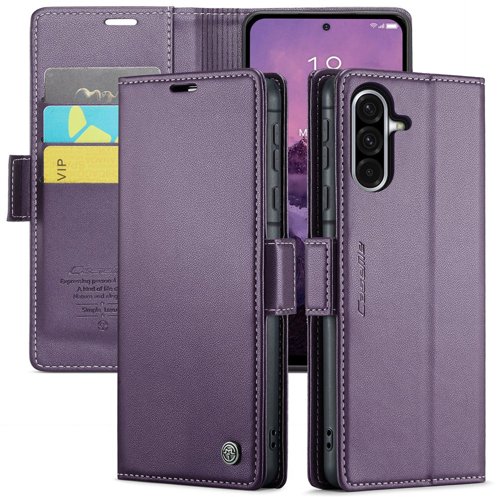 For Samsung Galaxy A56 5G Leather Case CASEME 023 RFID Blocking 3 Card Slot Mobile Cover
