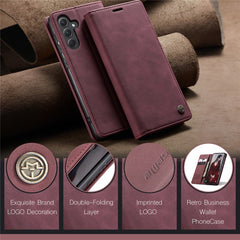 CASEME 013 Series For Samsung Galaxy A56 5G Case Card Holder Stand Leather Phone Cover