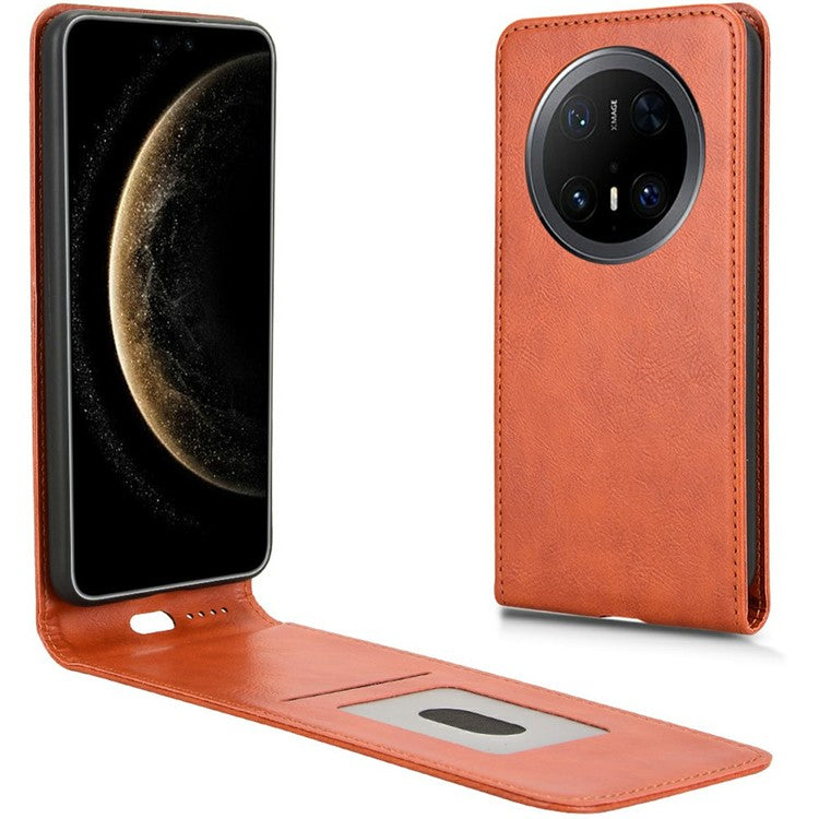 For Huawei Mate 70 Pro / Mate 70 Pro+ Case with Card Slot Magnetic Vertical Flip Leather Phone Cove - TechGearPal