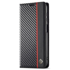 LC.IMEEKE For Samsung Galaxy A56 5G Case Carbon Fiber Texture Phone Cover Stand Card Holder