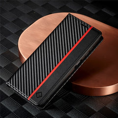 LC.IMEEKE For Samsung Galaxy A56 5G Case Carbon Fiber Texture Phone Cover Stand Card Holder