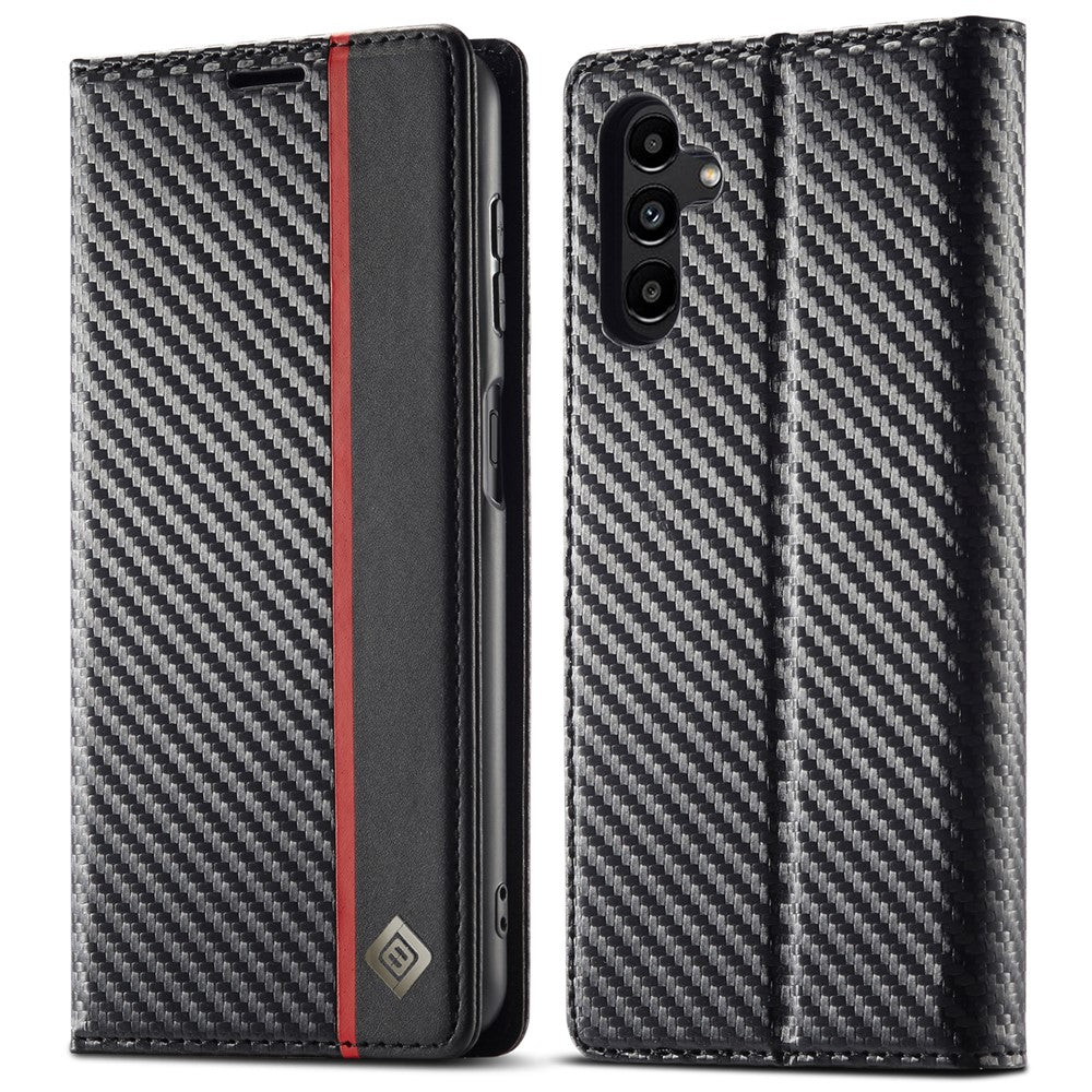 LC.IMEEKE For Samsung Galaxy A56 5G Case Carbon Fiber Texture Phone Cover Stand Card Holder