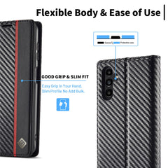 LC.IMEEKE For Samsung Galaxy A56 5G Case Carbon Fiber Texture Phone Cover Stand Card Holder