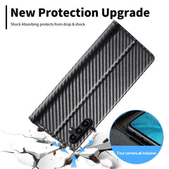 LC.IMEEKE For Samsung Galaxy A56 5G Case Carbon Fiber Texture Phone Cover Stand Card Holder