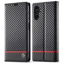 LC.IMEEKE For Samsung Galaxy A56 5G Case Carbon Fiber Texture Phone Cover Stand Card Holder