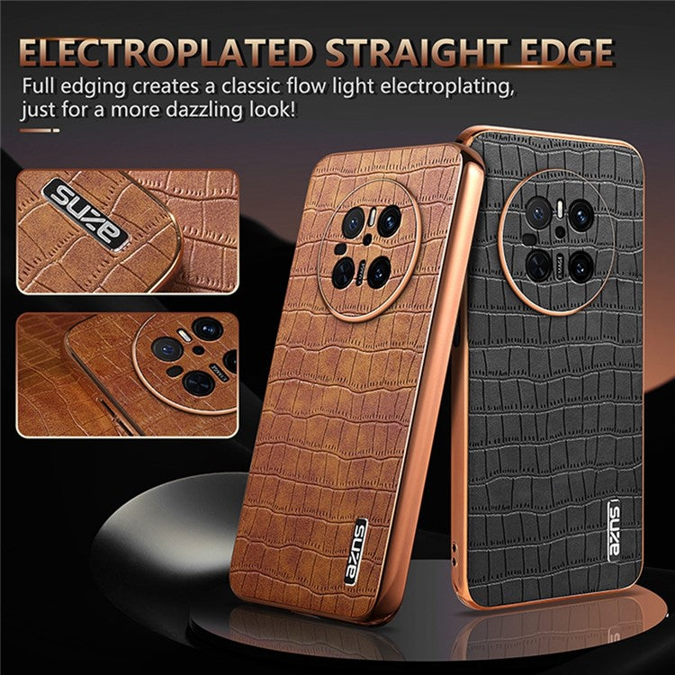AZNS For Huawei Mate 70 Case Electroplating Crocodile Texture PU+TPU Phone Cove - TechGearPal