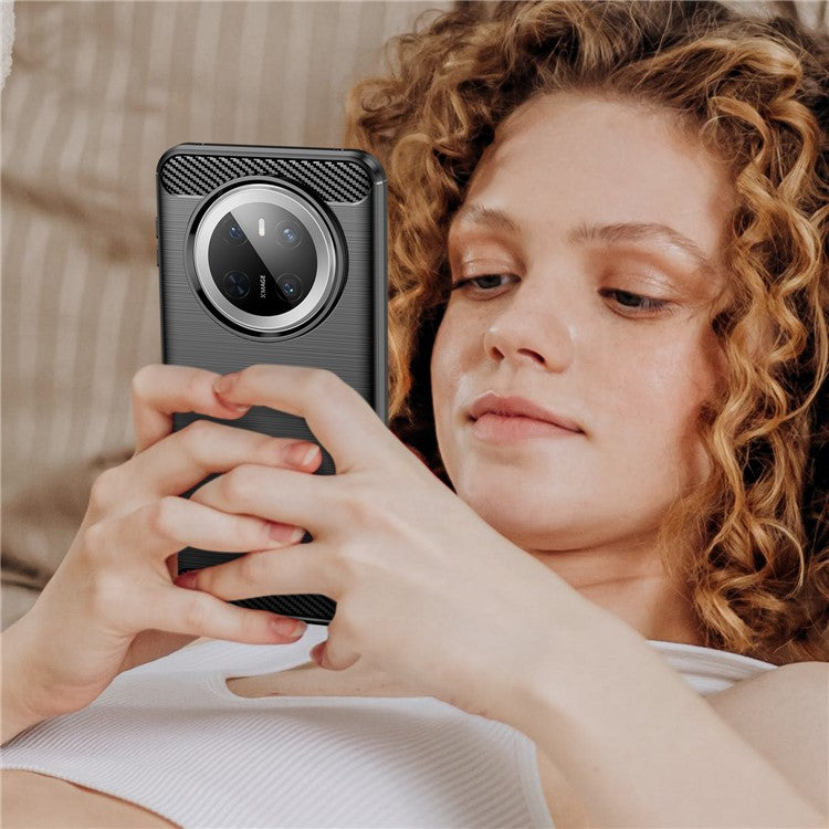 For Huawei Mate 70 Case Carbon Fiber Texture Brushed Phone Back Cove - TechGearPal