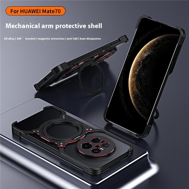 For Huawei Mate 70 Kickstand Case Metal Bumper Magnetic Phone Cove - TechGearPal