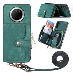 For Huawei Mate 70 PU Leather Phone Back Cover with Zipper Card Holder and Long Stra - TechGearPal