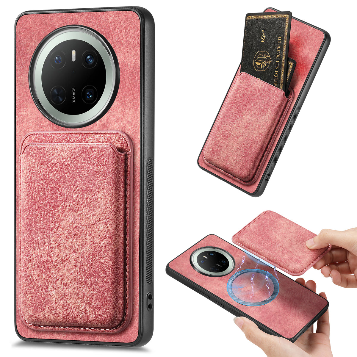 For Huawei Mate 70 Case Compatible with MagSafe Leather Back Cover with Detachable Card Holde - TechGearPal
