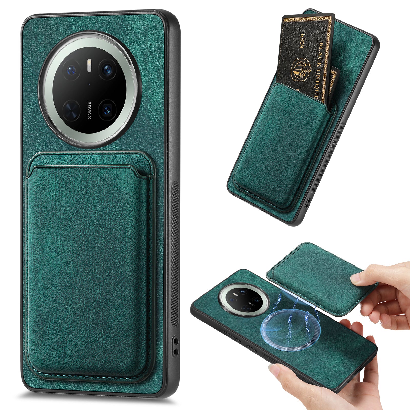 For Huawei Mate 70 Case Compatible with MagSafe Leather Back Cover with Detachable Card Holde - TechGearPal