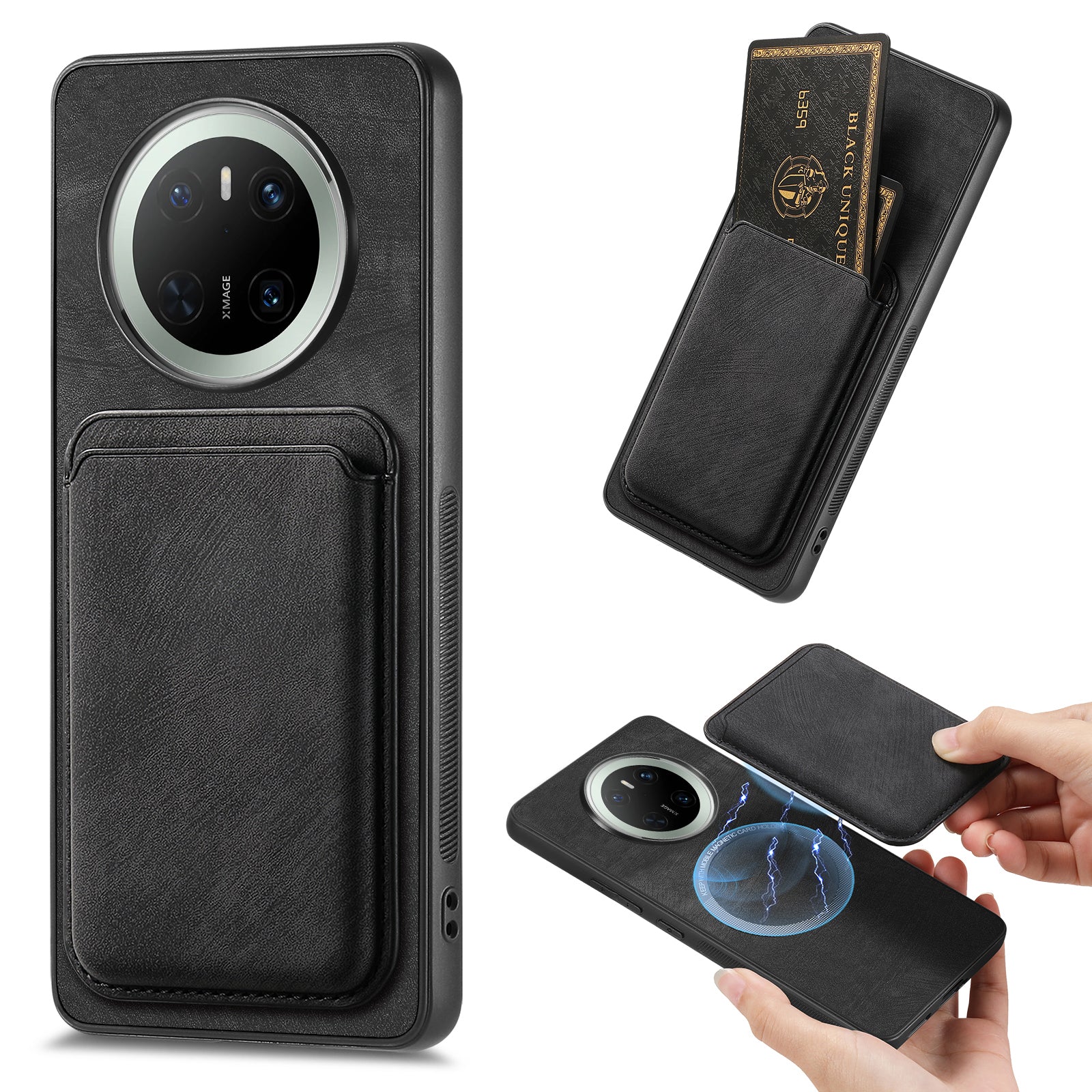 For Huawei Mate 70 Case Compatible with MagSafe Leather Back Cover with Detachable Card Holde - TechGearPal