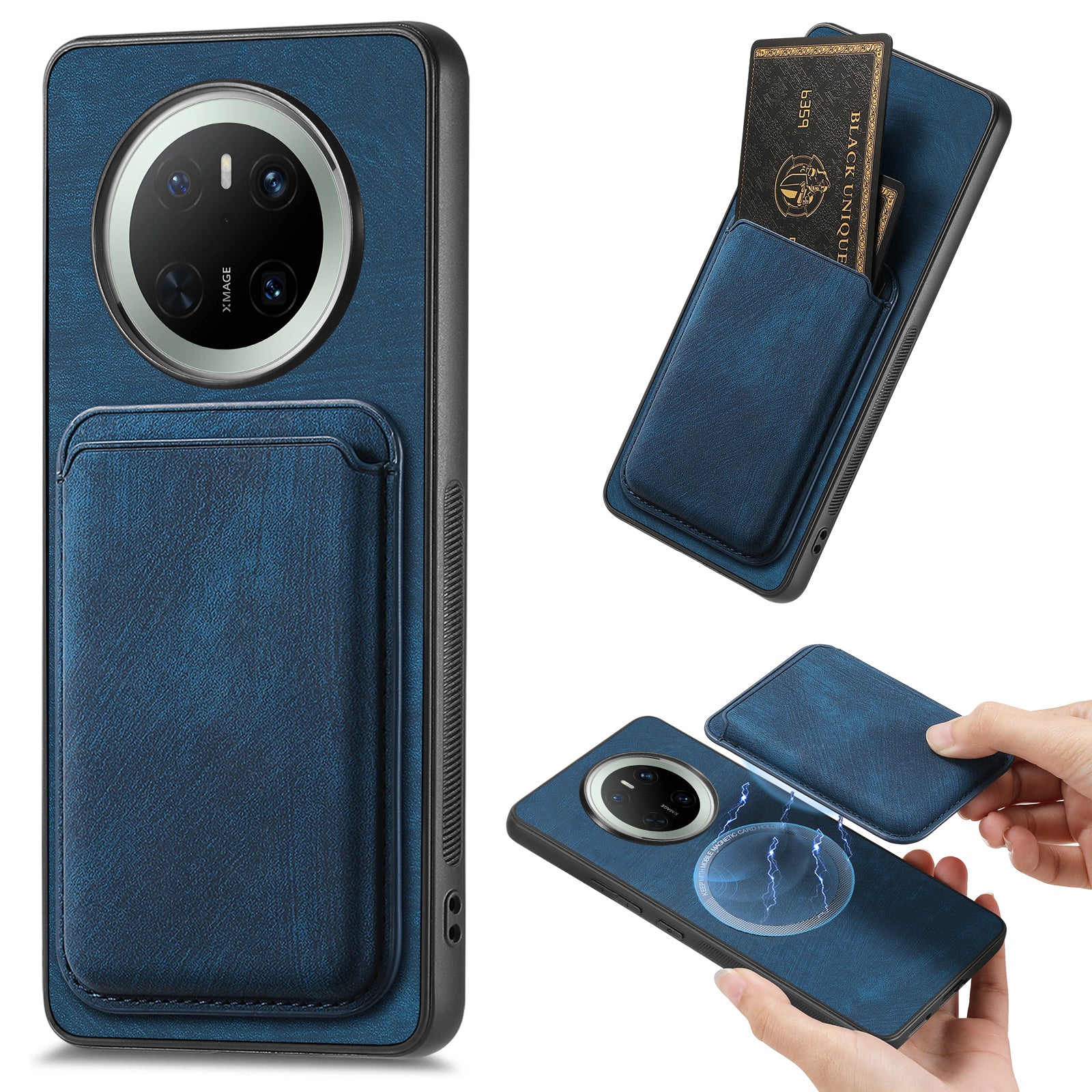 For Huawei Mate 70 Case Compatible with MagSafe Leather Back Cover with Detachable Card Holde - TechGearPal