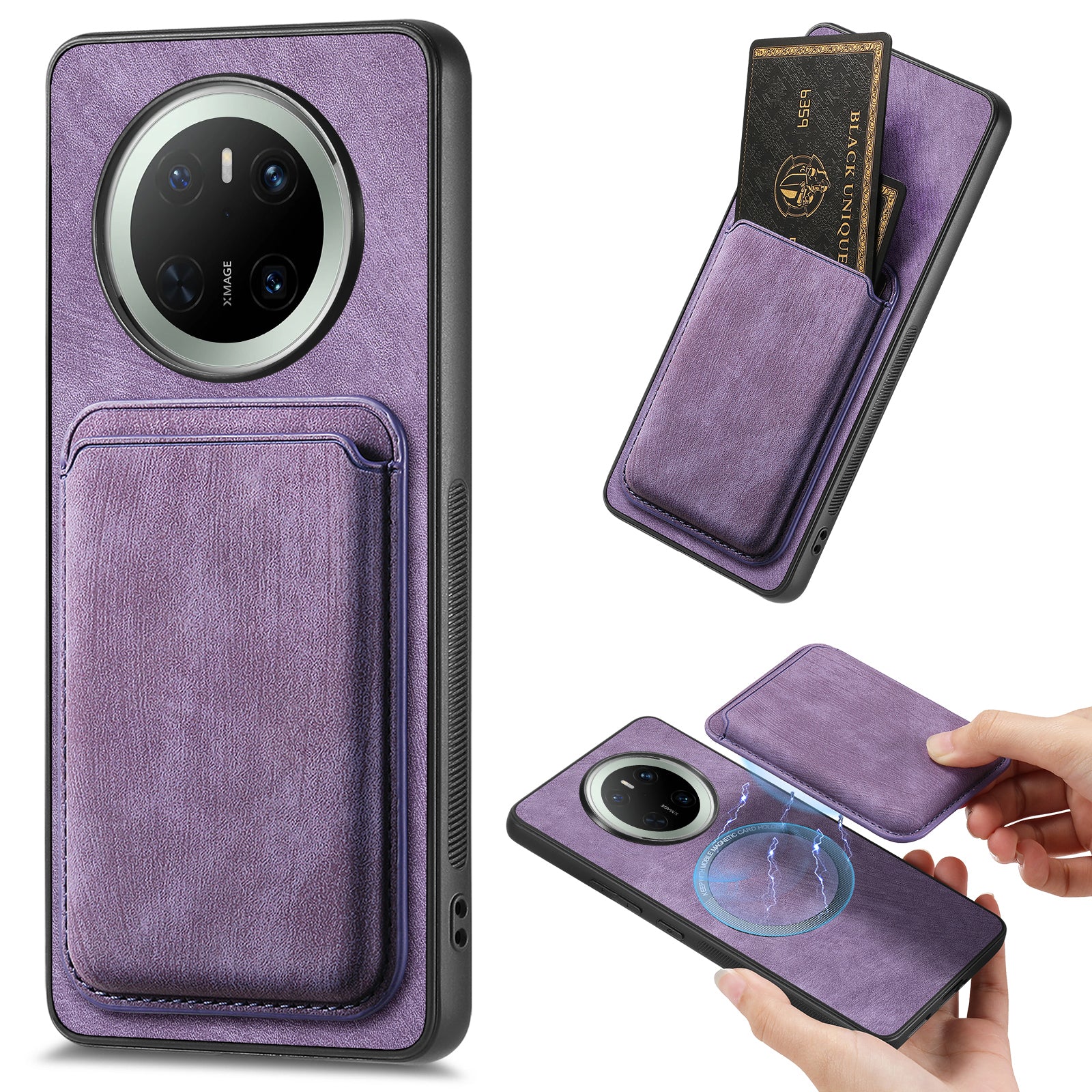 For Huawei Mate 70 Case Compatible with MagSafe Leather Back Cover with Detachable Card Holde - TechGearPal