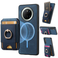 For Huawei Mate 70 Case Compatible with MagSafe Leather Back Cover with Detachable Card Holder Kickstan - TechGearPal