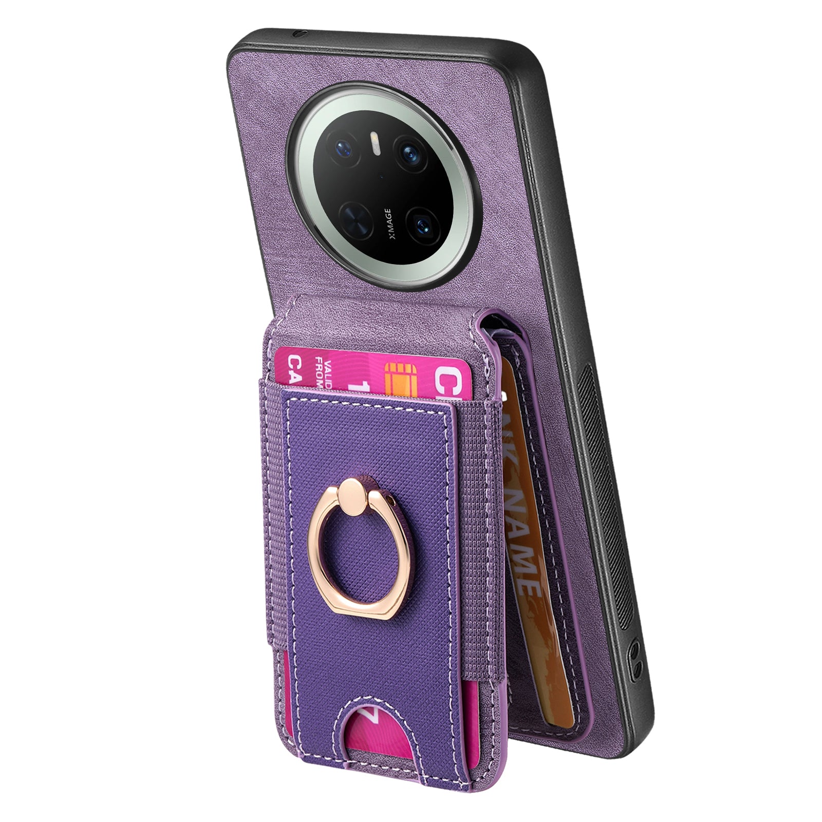 For Huawei Mate 70 Case Compatible with MagSafe Leather Back Cover with Detachable Card Holder Kickstan - TechGearPal