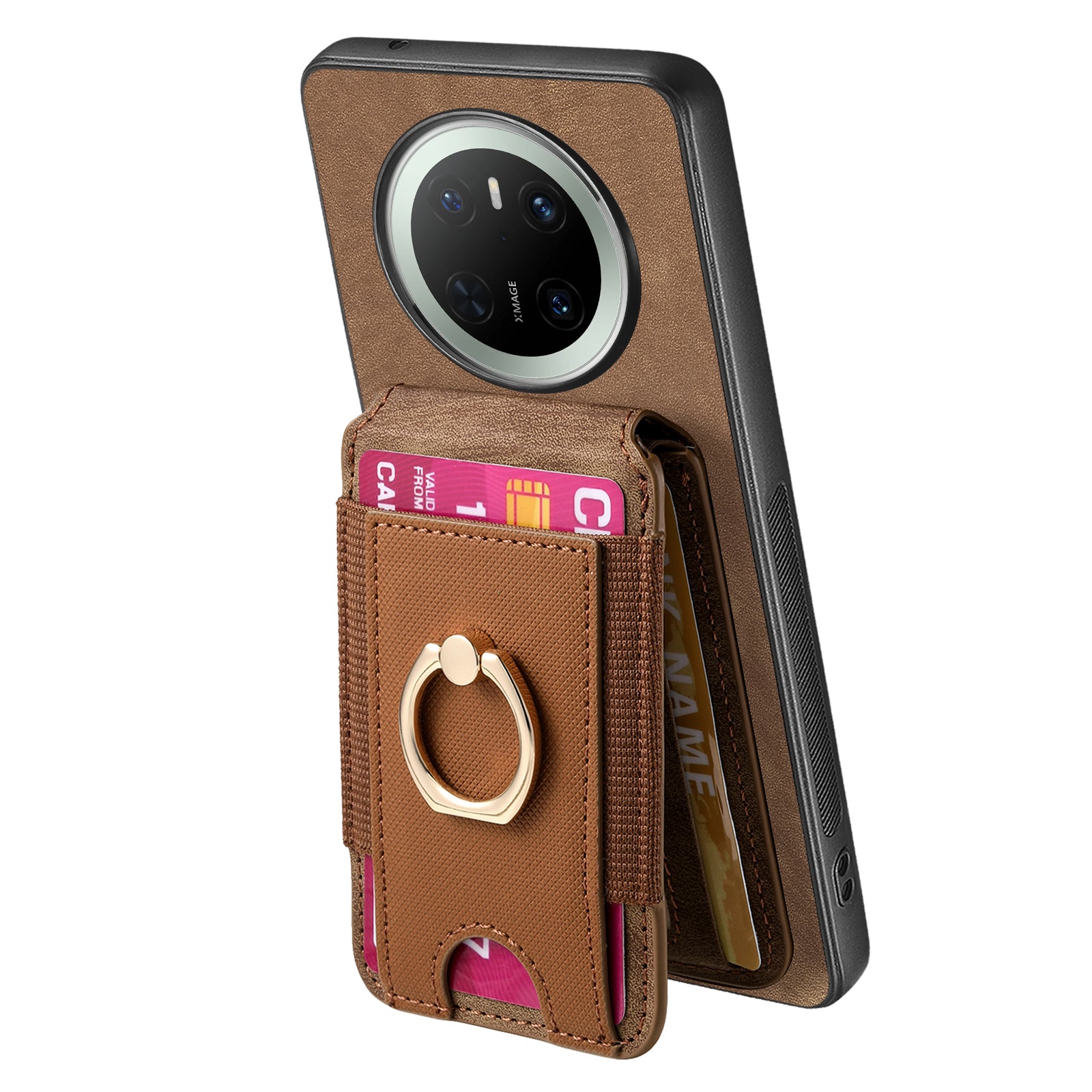 For Huawei Mate 70 Case Compatible with MagSafe Leather Back Cover with Detachable Card Holder Kickstan - TechGearPal