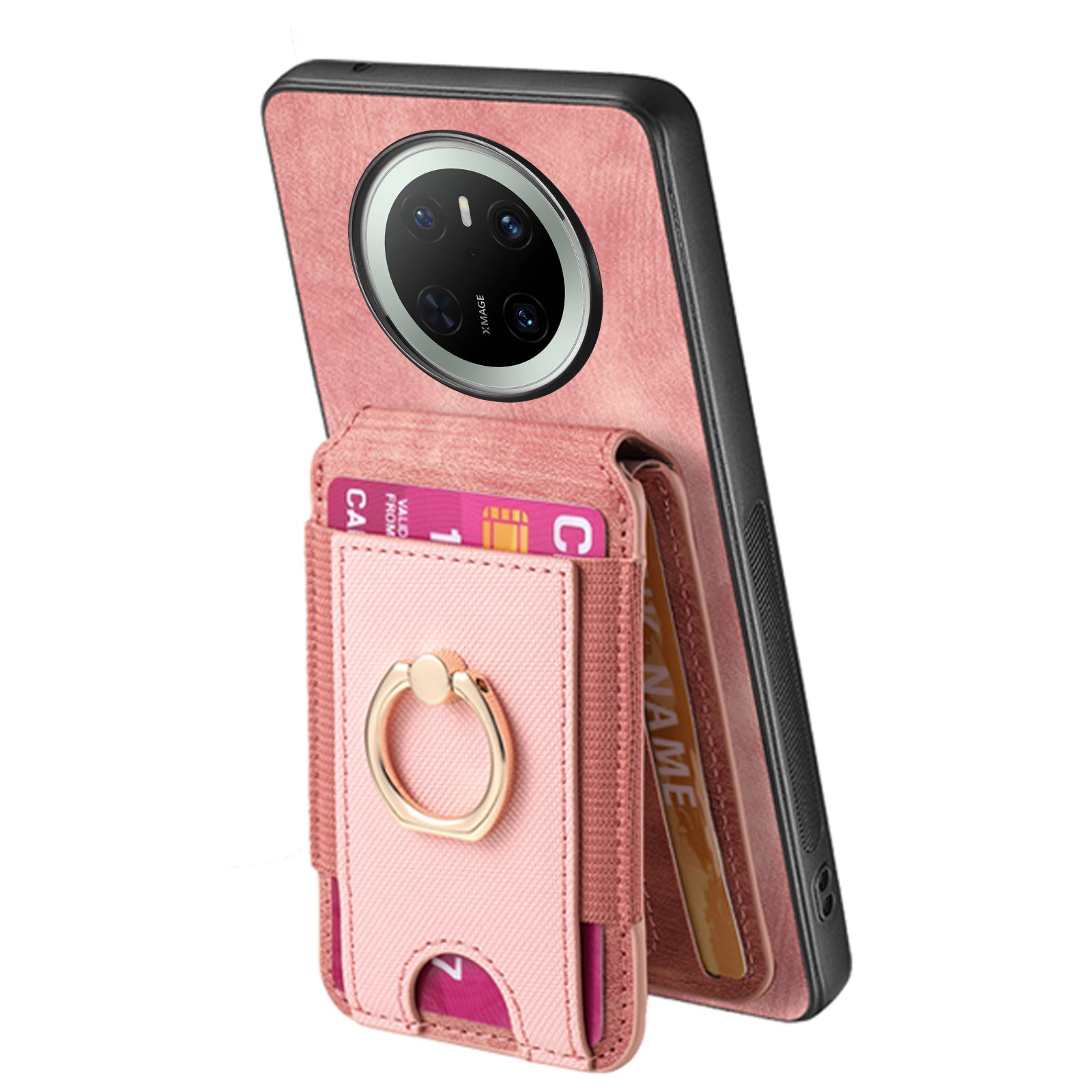 For Huawei Mate 70 Case Compatible with MagSafe Leather Back Cover with Detachable Card Holder Kickstan - TechGearPal