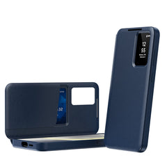 Étui en cuir pour Samsung Galaxy S24 Ultra avec fenêtre transparente et emplacement pour carte 