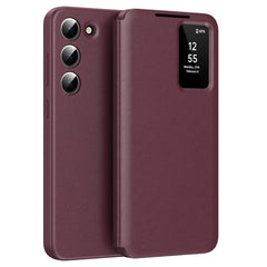 For Samsung Galaxy S23 Leather Phone Case with View Window Card Slot
