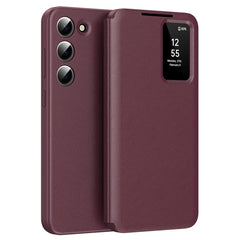 For Samsung Galaxy S22 5G Case Leather Phone Cover with View Window Card Slot