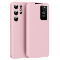 For Samsung Galaxy S23 Ultra Case Leather Phone Cover with View Window Card Slot