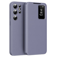 For Samsung Galaxy S22 Ultra 5G Case Leather Phone Cover with View Window Card Slot