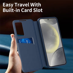 For Samsung Galaxy S25 Ultra Case Leather Phone Cover with View Window Card Slot