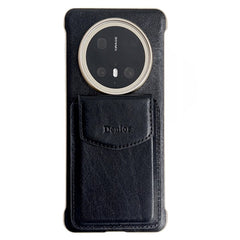 DENIOR For Huawei Mate 70 Magnetic Case Genuine Cow Leather PC Kickstand Phone Cover with Card Holde - TechGearPal