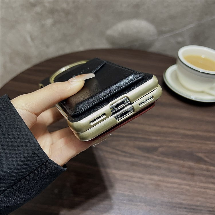 DENIOR For Huawei Mate 70 Magnetic Case Genuine Cow Leather PC Kickstand Phone Cover with Card Holde - TechGearPal