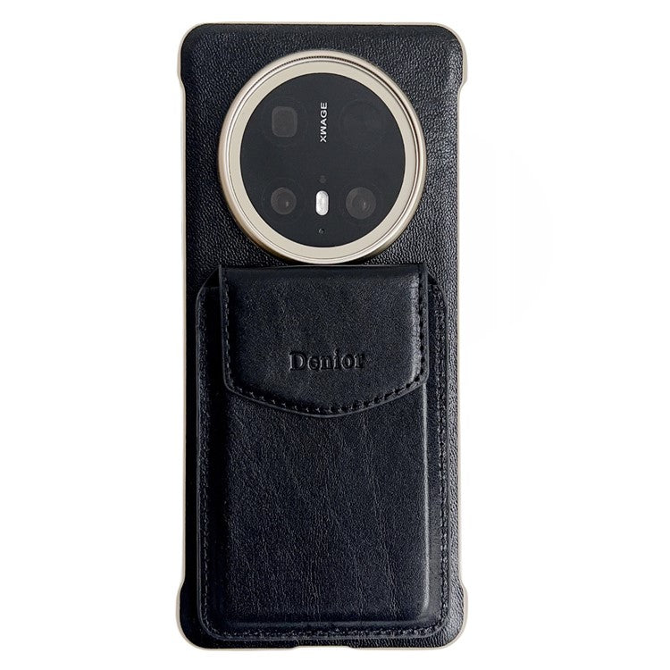 DENIOR For Huawei Mate 70 Pro / 70 Pro+ Magnetic Case Genuine Cow Leather PC Kickstand Phone Cover with Card Holde - TechGearPal