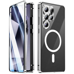 For Samsung Galaxy S25 Ultra Case Tempered Glass + Matte PC Phone Cover with Metal Frame