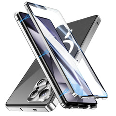 For Samsung Galaxy S25 Ultra Case Tempered Glass + Matte PC Phone Cover with Metal Frame