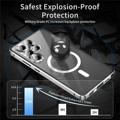 For Samsung Galaxy S25 Ultra Case Tempered Glass + Matte PC Phone Cover with Metal Frame