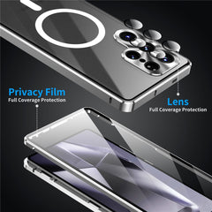 For Samsung Galaxy S25 Ultra Case Tempered Glass + Matte PC Phone Cover with Metal Frame